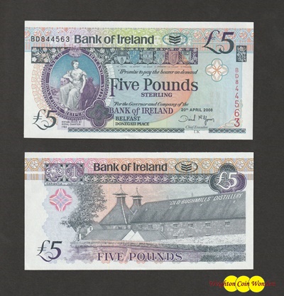 2008 Bank of Ireland £5 (BD844563)